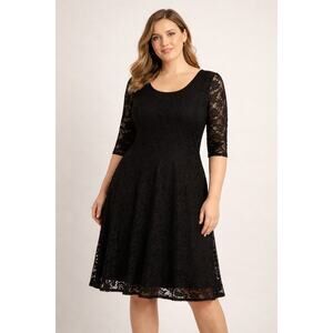 Black Lace Fit and Flare Dress Womens Medium 38 Bust Cocktail Party